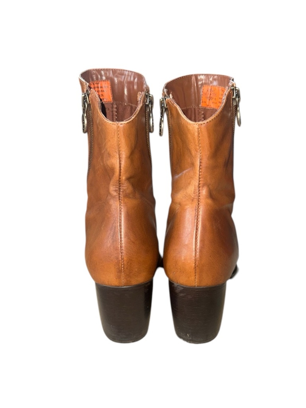 Harley-Davidson Brown Leather Dual Zip Up Squared Pointed Toe Boots Sz 9 - Picture 10 of 13